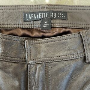 Lafayette 148 New York Chocolate Brown Leather Pants